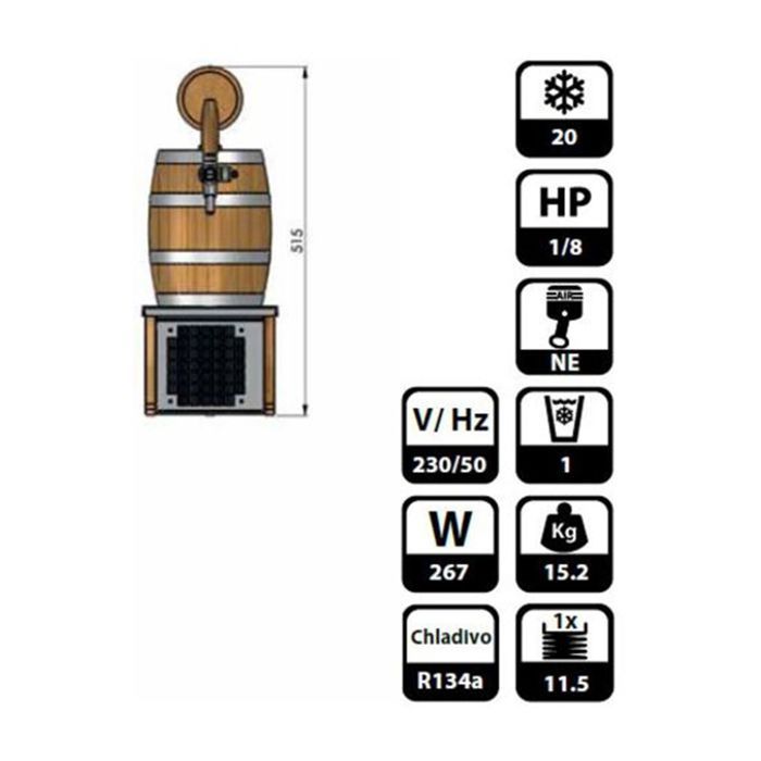Beer Dispenser - ICH-ZAPFE.DE - Soudek 20 - 20 Litres/h - Oak Wood - Stainless Steel