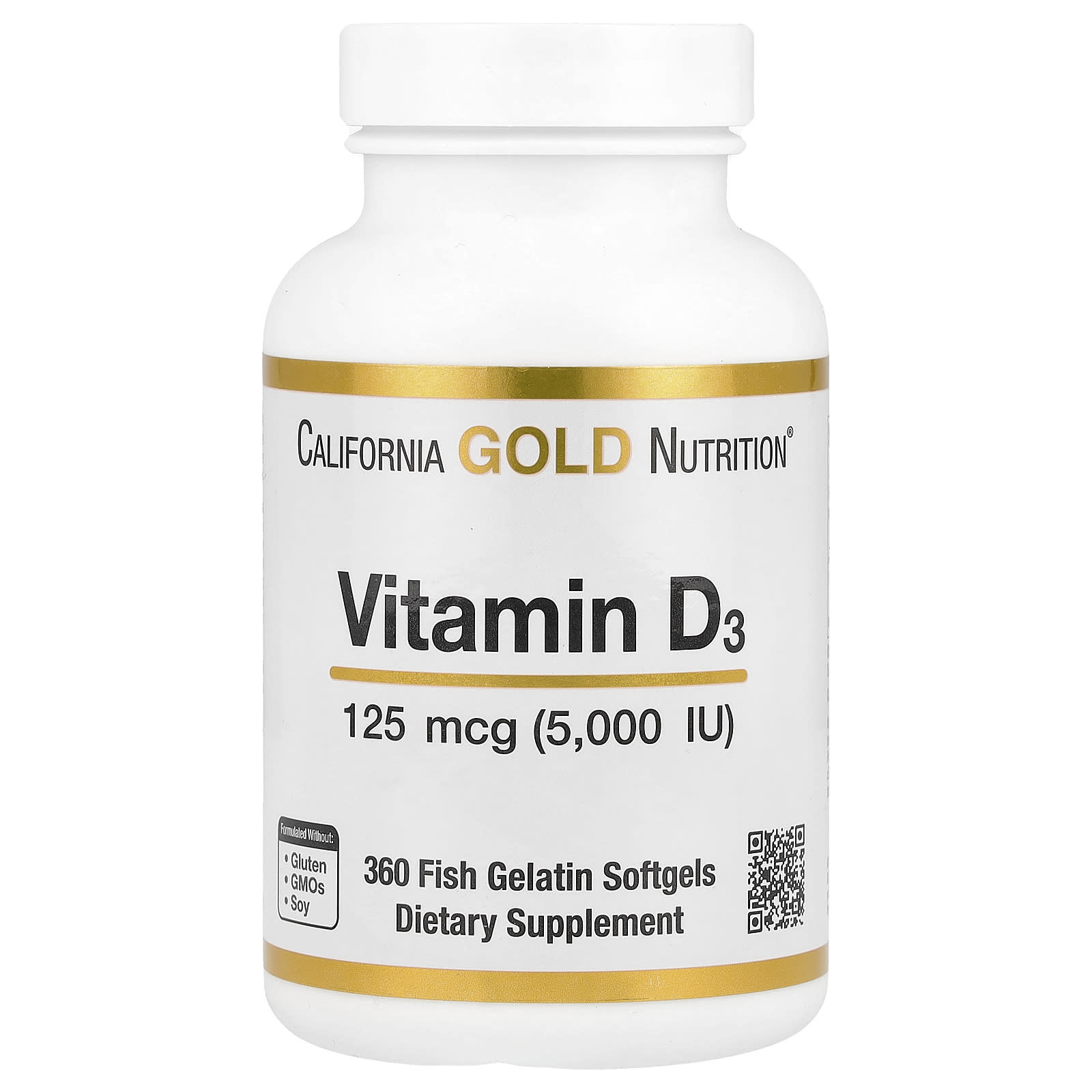 

Vitamin D3, 125Mcg (5,000Iu), Fish Gelatin Softgels, 360 Tablets