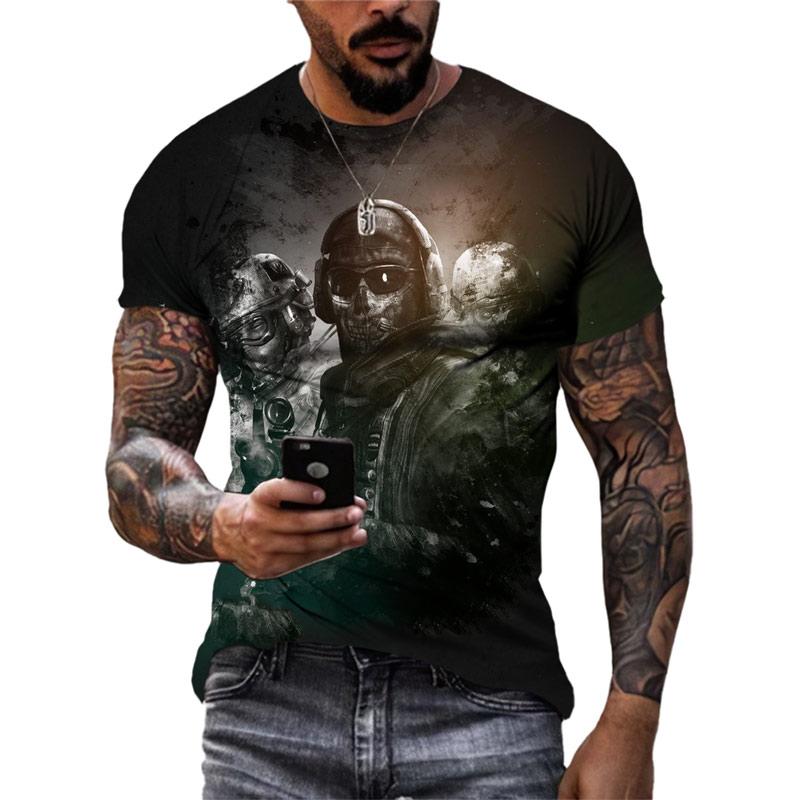 Männer Sommer Kurzarm O Hals 3D-Druck T-Shirt