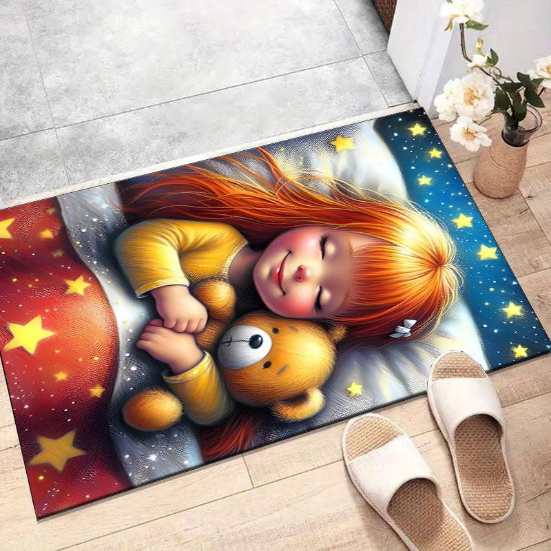 

Crystal Velvet Sleeping Princess Printed Area Rug Carpet for Bedroom, Living Room, Home Office Decor, Rugs Mat, Fashion Mat Rug for Bedside 60cm x 90cm