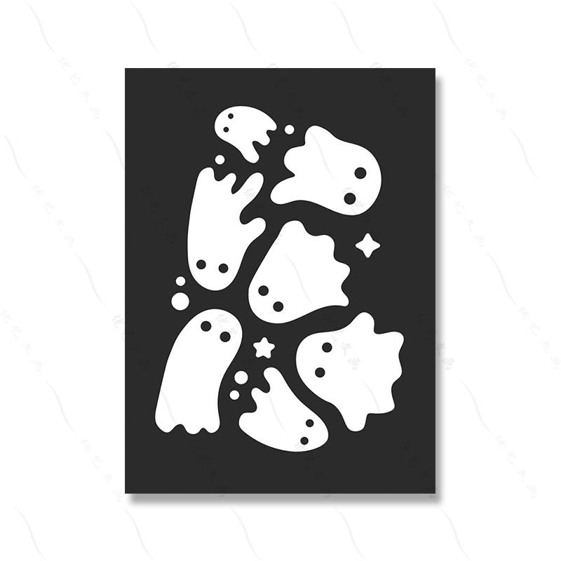 Halloween Pumpkin Black Cat Ghost Thriller Poster Print Fall Art Wall Abstract Skeleton Quote Canvas Painting Room Home Decor
