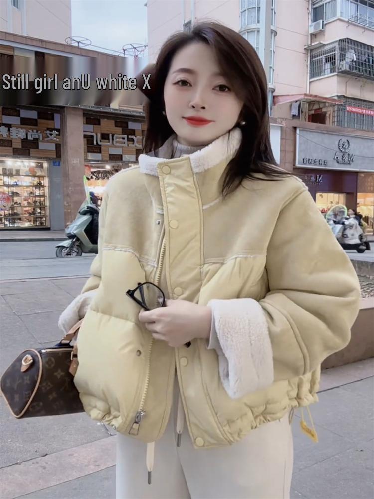 Women's 2024 Winter Faux Fur & Cotton Stand-Up Collar Jacket: Thickened, Loose, Petite, Warm Coat