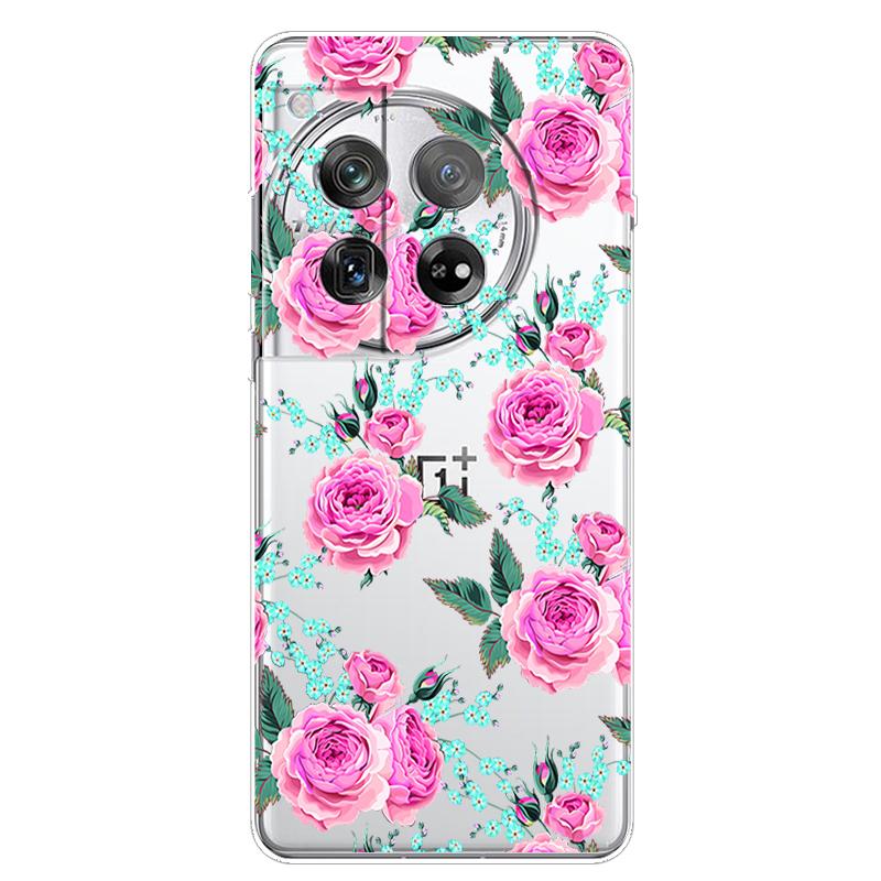 For OnePlus 12 Case 12R 5G Flower Clear TPU Soft Silicone Transparent Back Case for One plus 12R Cover on for Oneplus12 5G Coque