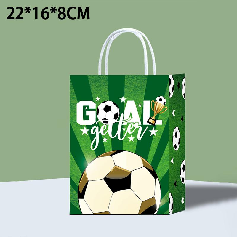 Football-Themed Tote Bag Party Football Pattern Gift Bag Sporty Shopping And Beverage Paper Bag
