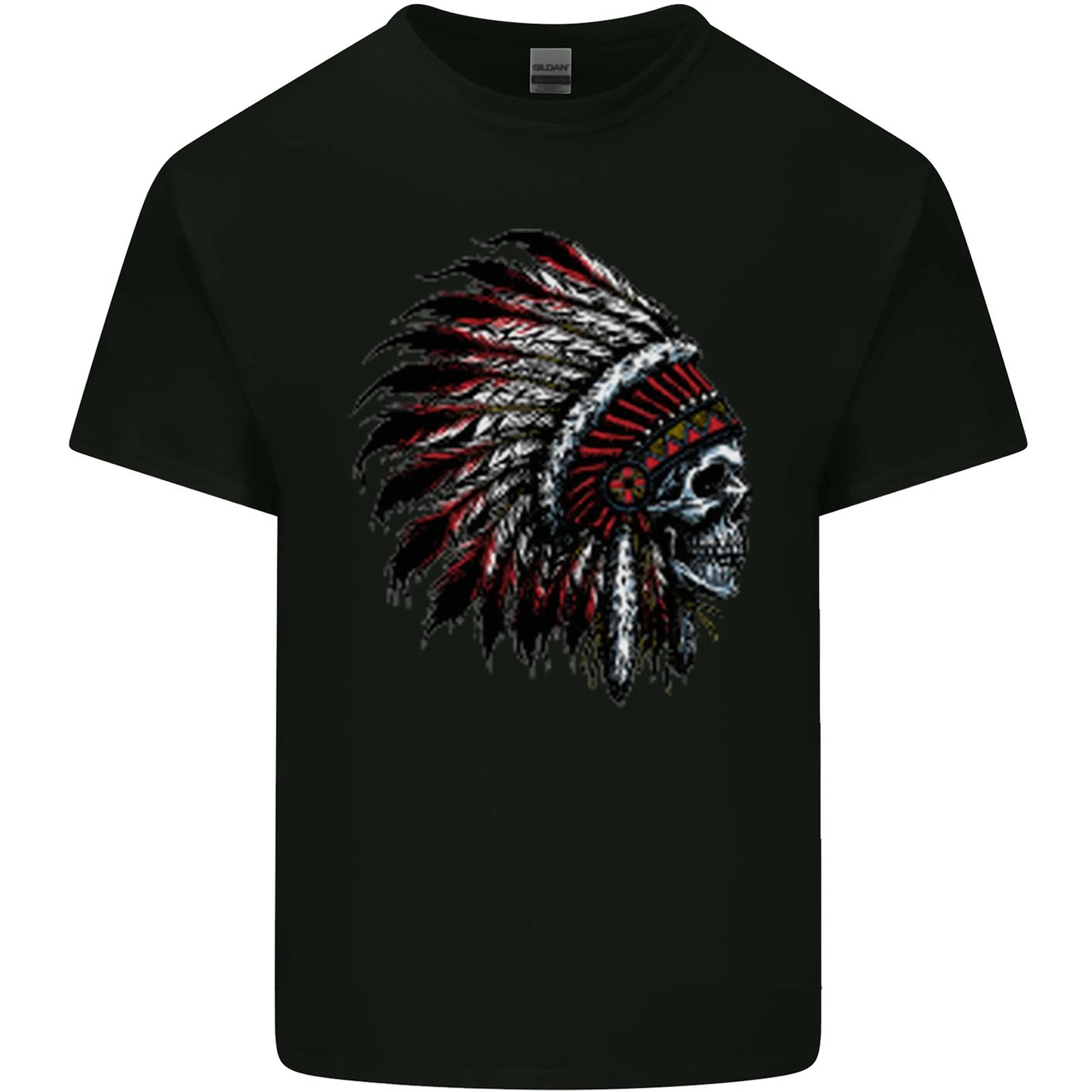 

Indian Skull Headdress Biker Motorcycle Kids T-Shirt Childrens 3XL