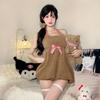 Sexy Backless Halterneck Minidress with Teddy Bear Anime Maid Costume - Christmas Uniform Set
