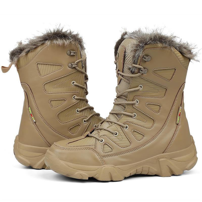 Winter New 2025 Large Size Boots Warm Thickened Hiking Shoes Northern Hairy Men's High-top Snow Boots