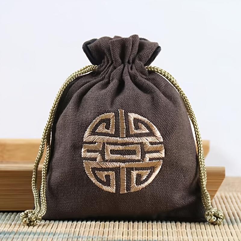 Vintage Style Embroidered Cotton Blend Jewelry Bag Bracelet, Bead and Small Item Storage Bag, Traditional Chinese Design