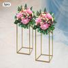5-Piece Set 60cm Wedding Flower Stands Gold Geometric Iron Aisle Markers Removable Square T-Stage Decor for Elegant Celebrations