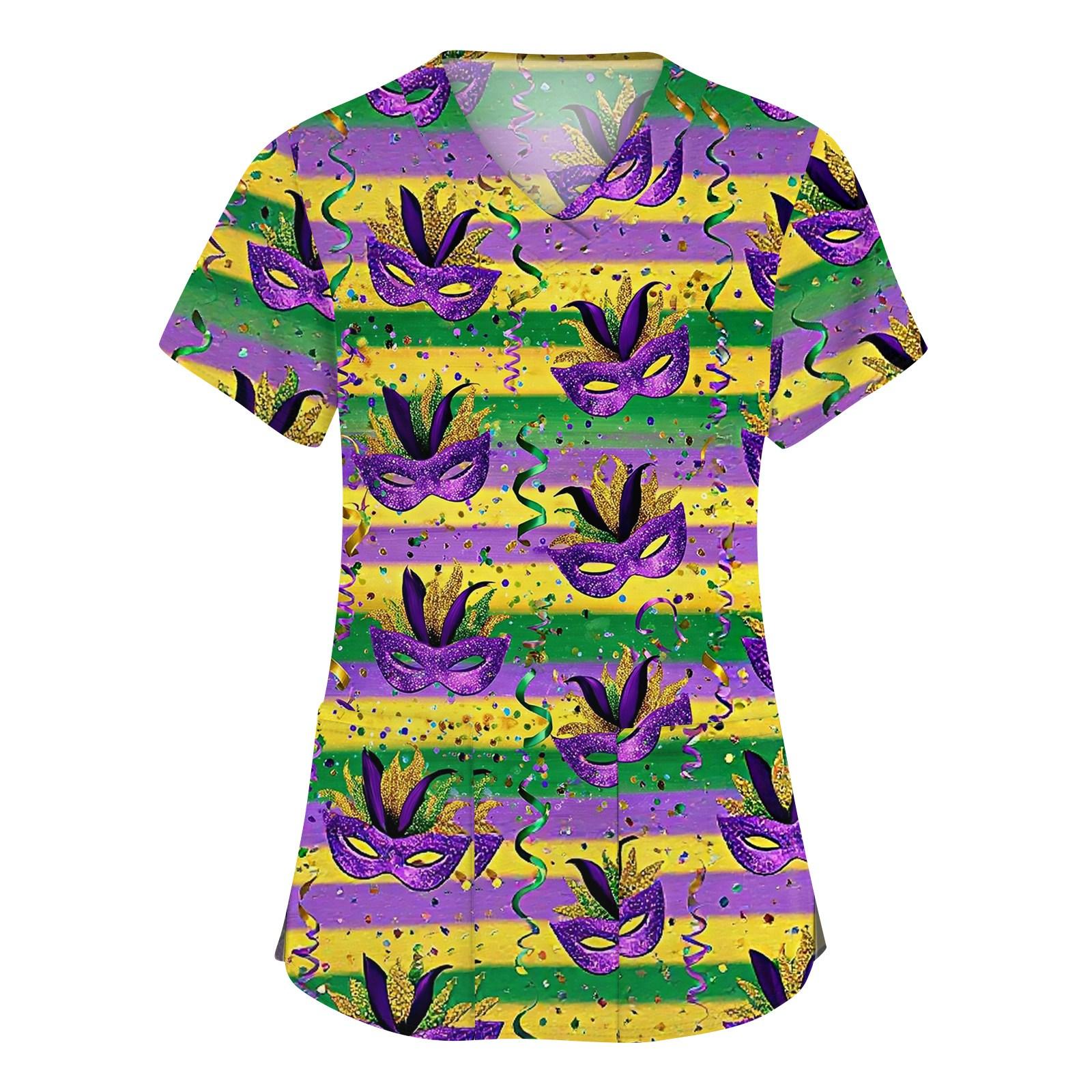 

Women s Fashion V-neck Short Sleeve Workwear With Pockets Printed Tops XXXXXL