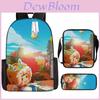 Mini World School Backpack Set 3pc Lightweight Oxford With Air Cushion Straps For Kids