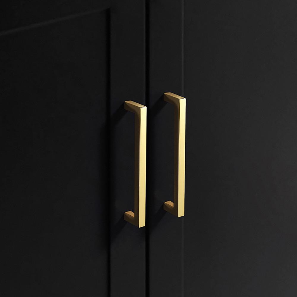Square Bright Gold & Silver Kitchen Cabinet Handle - Modern Minimalist Black Aluminum Alloy Drawer & Wardrobe Handle