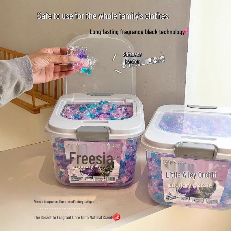 Geli Jing Giant 5D Freesia Laundry Pods: Concentrated Detergent, Large Capacity, Stain Removal, Long-lasting Fragrance