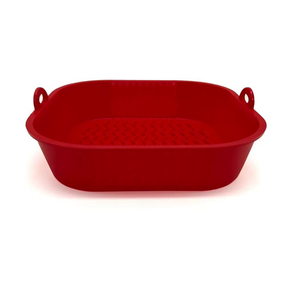 Silikon Air Fryer Grytebrett Mat Trygg Gjenbrukbar Firkantet BBQ Grillplate Airfryer Ovn Bakeform Kurvpanne for kjøkken