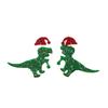 Cartoon Dinosaur & Santa Christmas Earrings Set for Women - Festive Tree Design