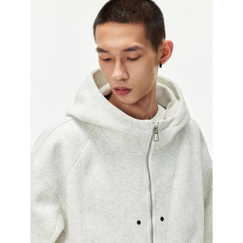 Jungle Tiger American-Style Deconstructed Gray Hooded Sweatshirt for Men, Spring High Street Trendy Brand Design, Couple's Heavyweight Jacket