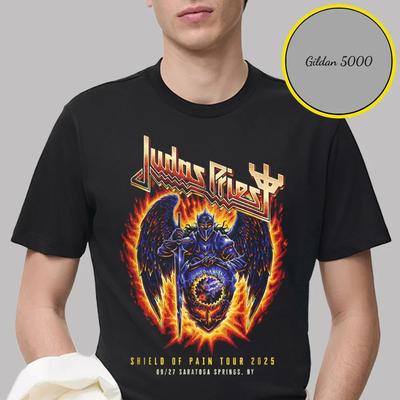 Judas Priest Exkluzivní tričko Shield Of Pain Tour 2025 Saratoga Springs NY Tričko Topy trička Pánské Dámské