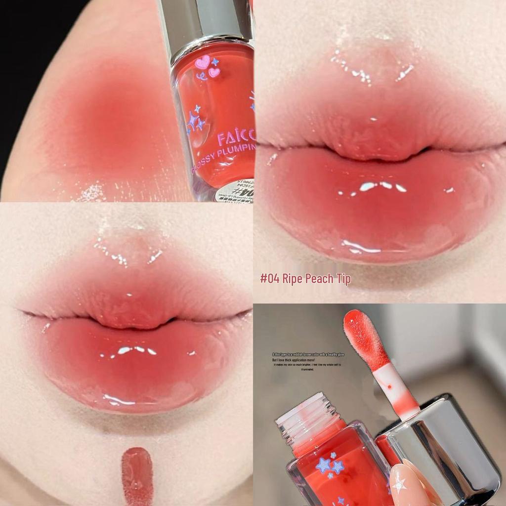 FAICCIA Clear Hydrating Glass Lips Lip Gloss - Silver Cap, Chubby, Watery Mirror Finish, Fine Shimmer, Translucent Faux Nude