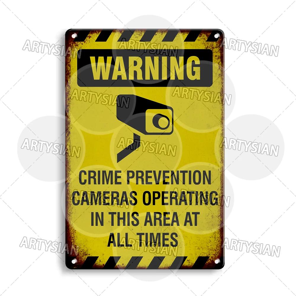 Surveillance Warning CCTV Camera Metal Sign Video Monitoring Alert Plaque Crime Prevention Facility Shop Security Poster