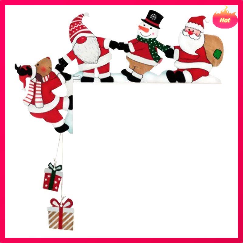 

Christmas Door Frame Pendant Decoration Wooden Santa Claus Xmas Gnome Door Corner Ornament New Year Decorative Props