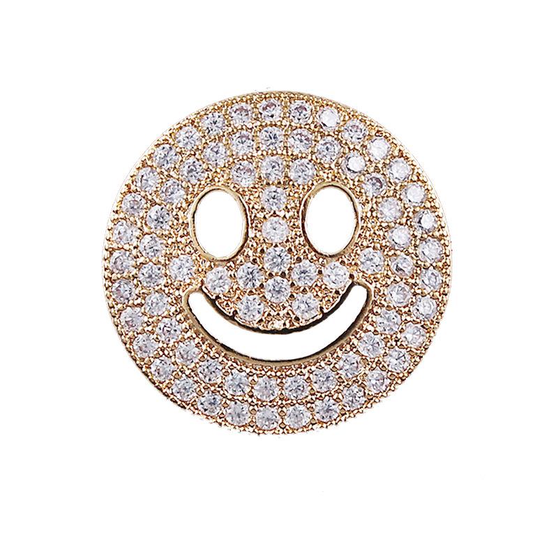 Elegant Unisex Smiley Face Brooch with Micro-Inlaid Zircon: No-Sew, Anti-Exposure Design