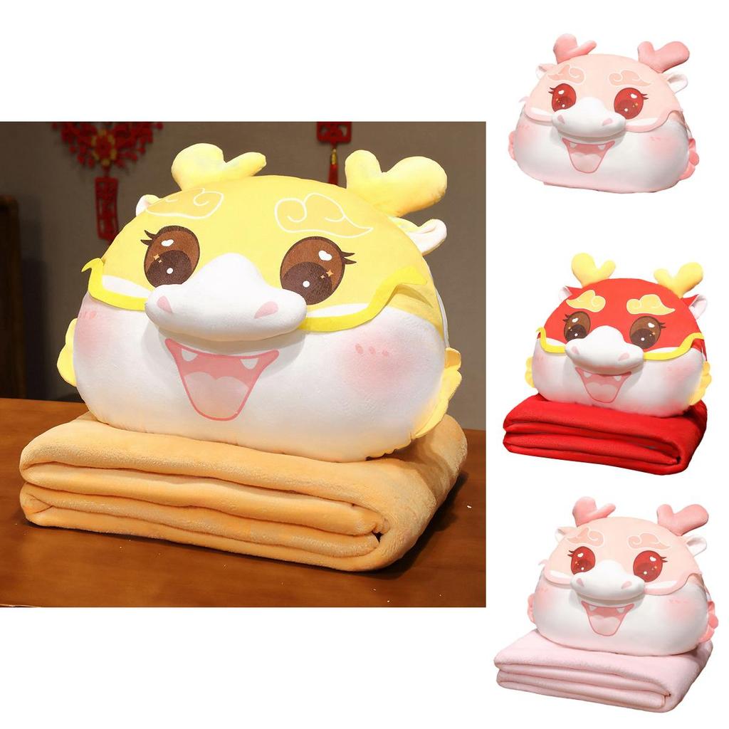 Adorable Dragon Year Cartoon Plush Pillow Blanket Three Uses In One!