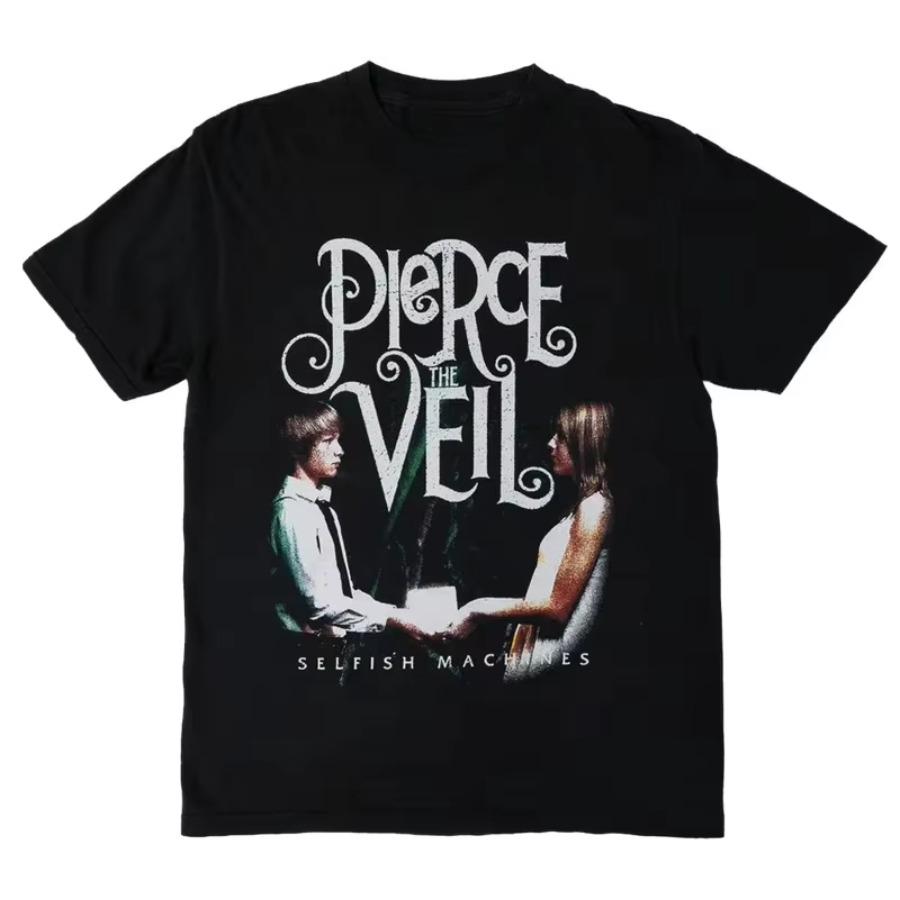 Pierce The Veil Selfish Machines Black Short Sleeve Cotton T-Shirt Summer Women Top Tee Streetwear Casual Trend Y2k