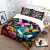 Colorful Butterfly Floral Decoration Soft Comfortable Duvet Cover Bedding Set Included 1*Duvet Cover & 2*Pillowcases Gift