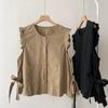 Spring New Fashion Popularity Cardigan Bow Tie Coat Summer Loose and Versatile Shoulder Women's Korean Chic Lacing Top