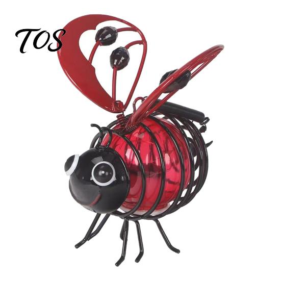 Automated Dusk to Dawn Lighting Solar Bee Garden Light, Outdoor Solar-Powered Metal Lantern, Waterproof Creative Ornaments for Hanging Light