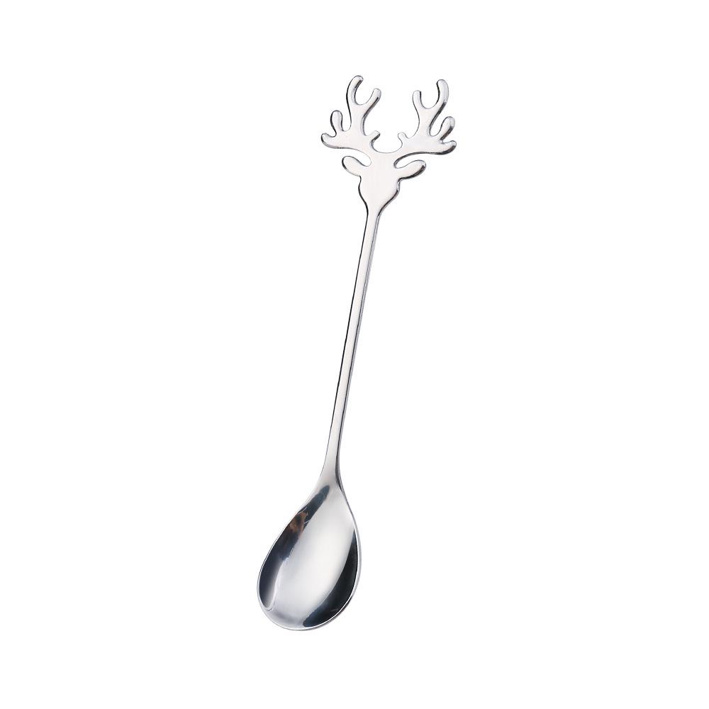 Reindeer-Themed 304 Stainless Steel Coffee and Dessert Mixing Spoon Gift Set In Cute Christmas Box