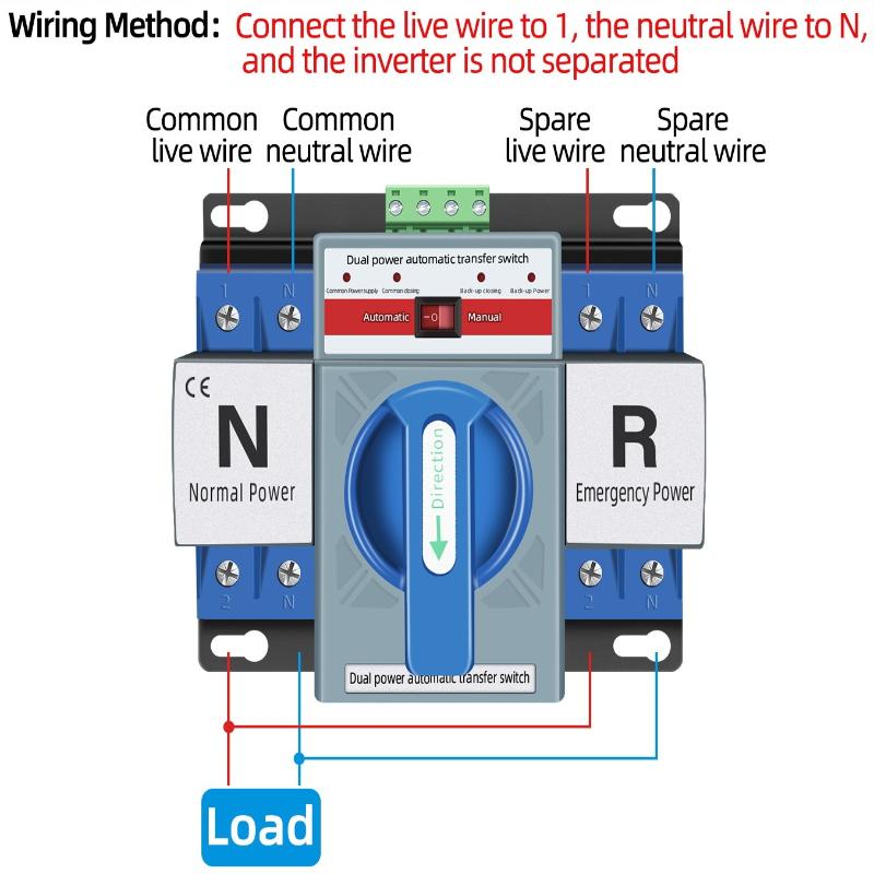 Dual Power Automatic Transfer Switch 2P 63A 220V Durable Auto Power Switch for Small Business Power Supply Safety