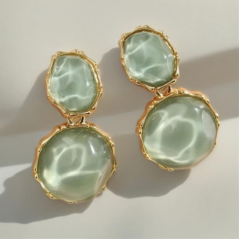 1 Pair Bohemian Geometric Oval Resin Drop Earrings, Vintage Elegant Women Daily Casual Prom Party Jewelry, Creative Gift for Her