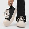 Fashion Men's Black White Derby Shoes Chunky Platform Sole Big Round Toe Breathable Leather Casual Lace-Up Sneakers Comfortable 2025 New