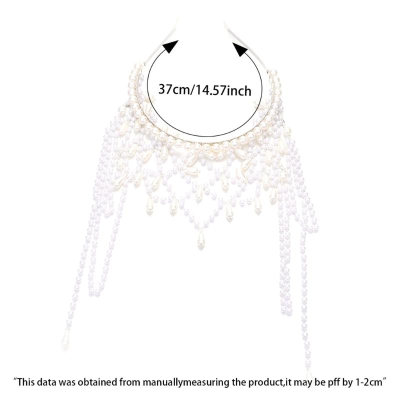 Women Hairband Pearls Hair Jewelry Bridal Modern Blingbling Tassels Pearls for Bride Wedding Party Head Chain