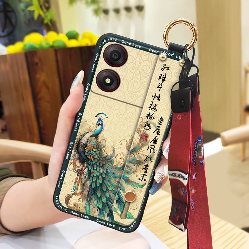 Wristband Wrist Strap Phone Case For ZTE Blade A34 Durable Fashion Phone Holder Protective Anti-dust Shockproof Lanyard
