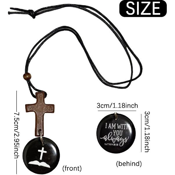 Daily Bible Verse Rearview Mirror Cross Ornament –Cross for Car Mirror Hanging Ornament with ‘I Am with You Always’ Medallion, Christian Gift