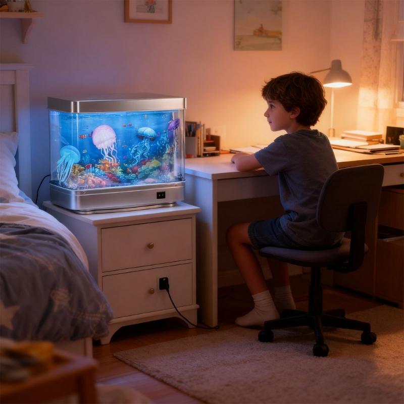 Realistic Swimming Jellyfish Desk Light With Soft LED USB Power Plastic Design Fishtanks Shape Lamp Home Decors