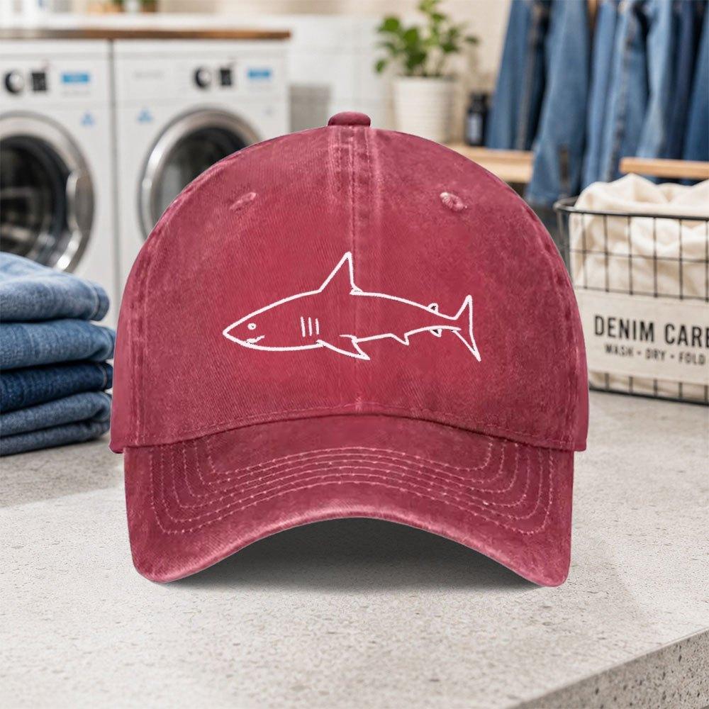 Shark Pattern Washed Baseball Cap Adjustable Lightweight Duckbill Cap for Parties Fashion Outfits Birthday Gift