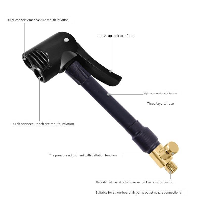 Car Air Pump Conversion Nozzle for American and French Standards, Suitable for Road Bikes, Portable Air Pump Adapter Hose