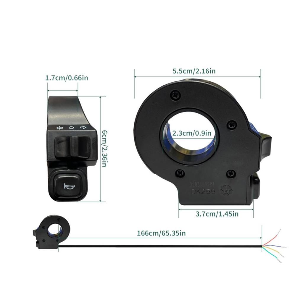 Yavoluy Blinker Schalter, Elektrofahrrad, Blinker Hupen Steuerschalter, Doppelfunktion, Leichter Lenkerschalter für Motorräder