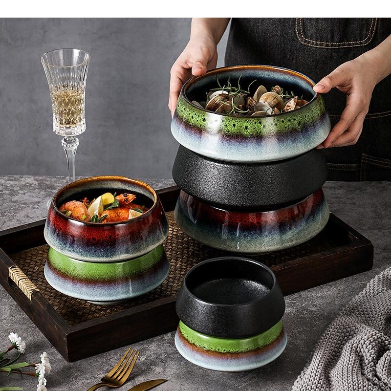 Japanese Retro Ramen Bowl Household Salad Rice Soup Restaurant Food Decoration Ceramic Kitchen Tableware