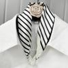 Pearl Diamond Silk Scarf Korean Retro Women's Scarf Chain Magnetic Buckle Scarf  Effortless Styling