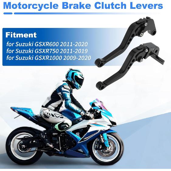 Motorcycle Short Brake Clutch Lever Adjustable for Suzuki GSXR600 GSXR750 GSXR1000 Solid Black Aluminum Alloy Handlebar Brake Lever Clutch Lever