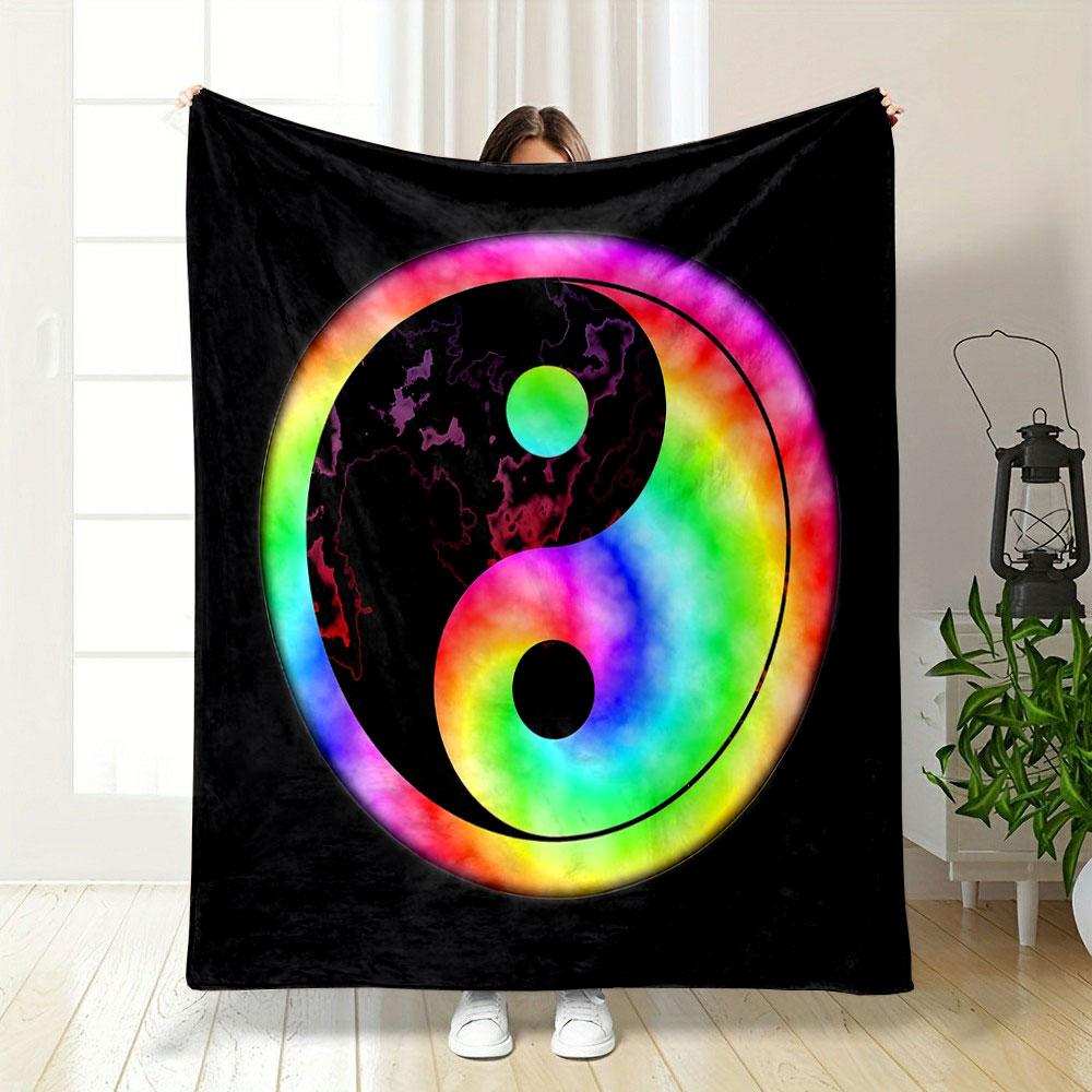 Rainbow Yin Yang Design Blanket print blanket soft and cozy perfect for the living room bed sofa or a nap,gift