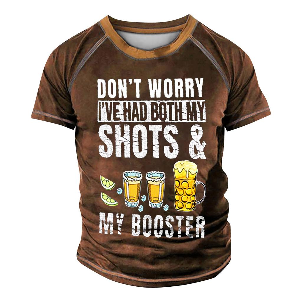 Men's Raglan T-shirt Retro Short Sleeve Round Neck Letter Printing Tops