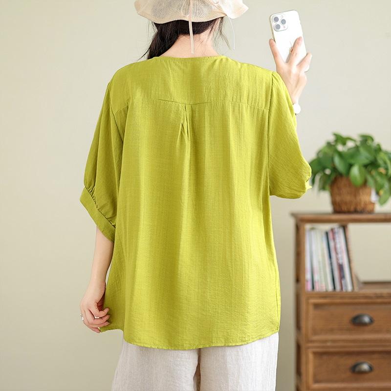 Maneca scurta oversize vintage floral Tricou lejer de vara Topuri Tricou femei