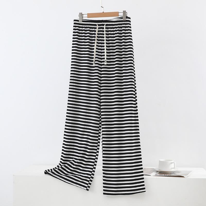Women's Striped Wide-Leg Pants: Spring/Summer, Lightweight, Loose Fit, Versatile, Plus Size