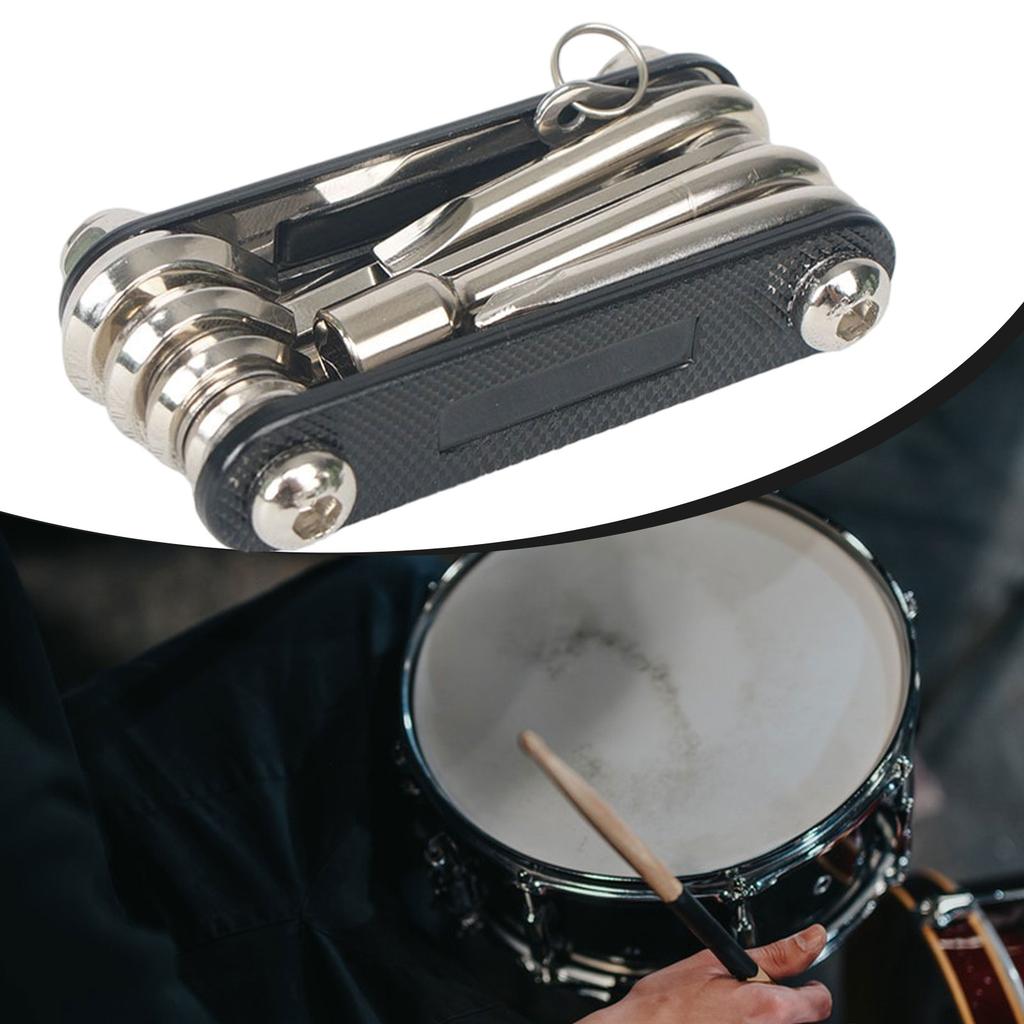 Metal Foldable Drum Wrench Tuning Key Multifunctional Drum Tuner Tool Drum Kit Maintenance Percussion Adjustment Tool