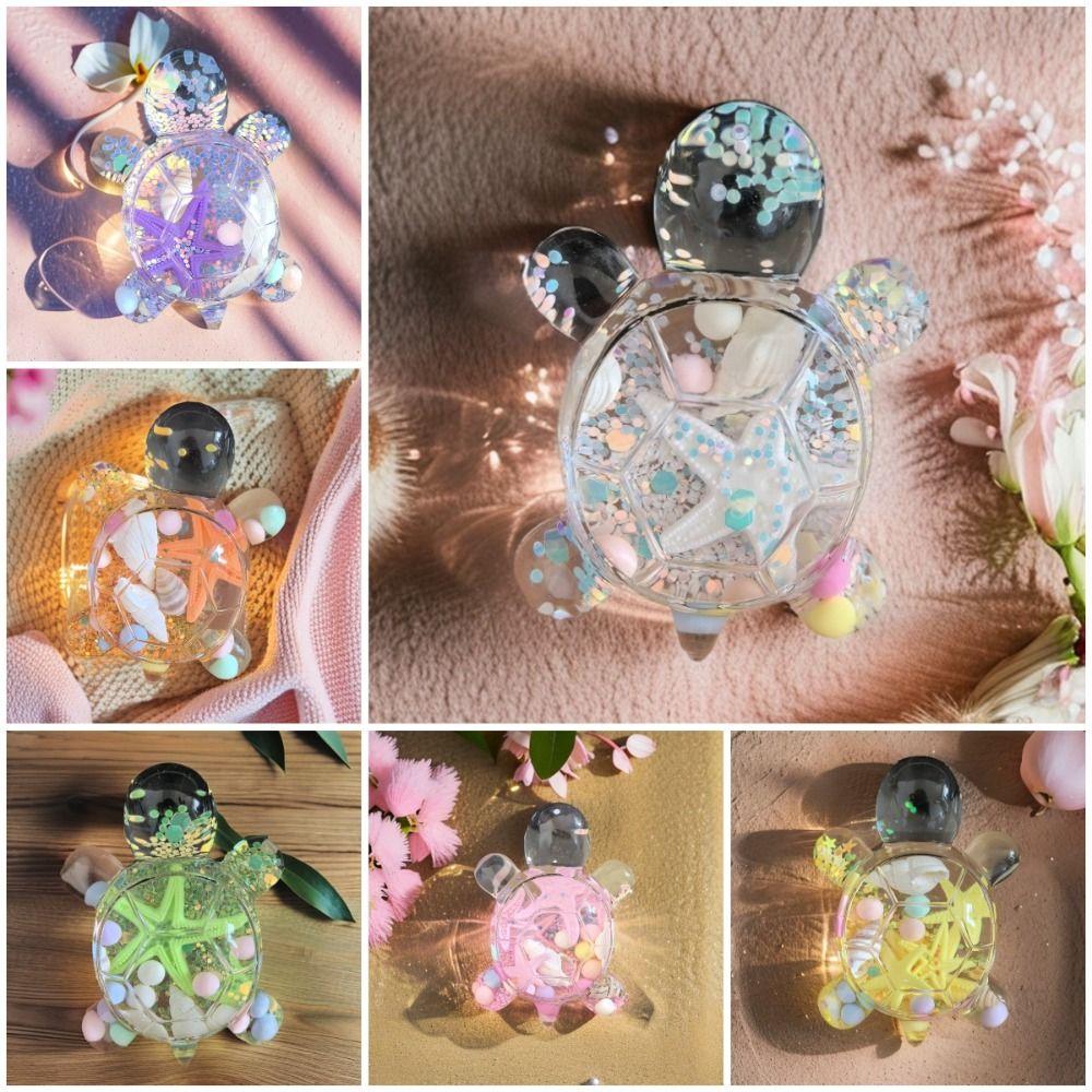 Oil Quicksand Flashing Turtle Ornament Starfish Micro Figurines Turtle Ornament  Desktop Decoration